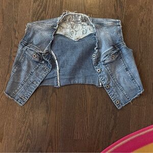 Denim Vest with Frayed Edges